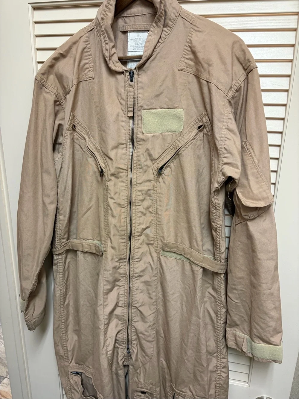 US Military Flight Suit Coveralls Tan Nomex 48L Pilot Aircrew Flyers USA VTG